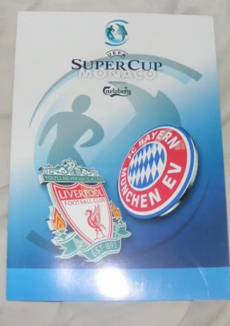 2001 UEFA Super Cup Final VIP MENU Bayern Munich v Liverpool @ Monaco