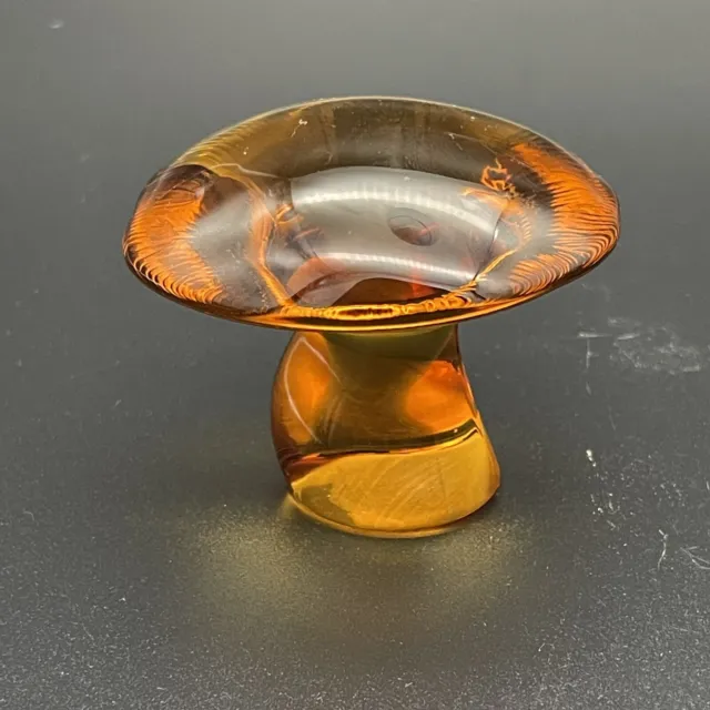 Viking Glass Epic Mushroom 2.5” Height Amber Paperweight - Vintage MCM Rare!