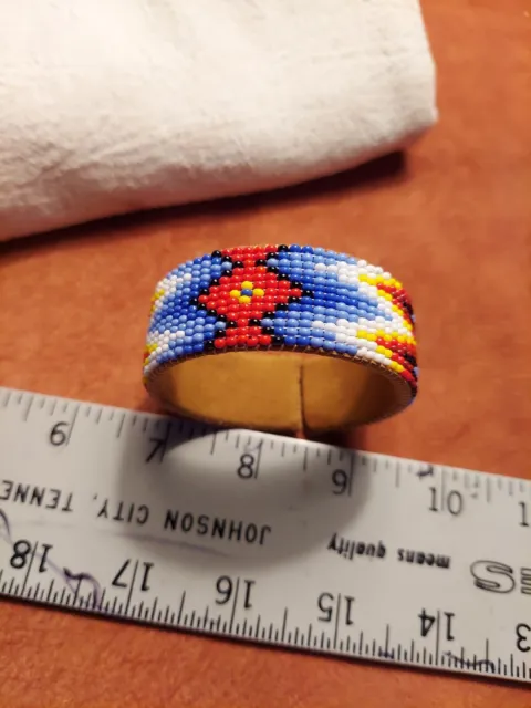 Native American Styled Beaded Bracelet cuff Southwest diamond pattern 13 Row