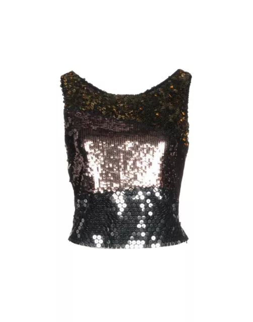 AW15 MOSCHINO COUTURE x Jeremy Scott Tricolor Sequined Embellished Cropped Top