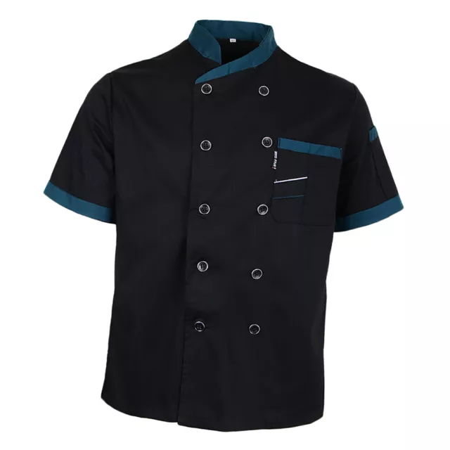 Men's Women Chef Jacket Uniform Short Sleeve Hotel Kitchen Apparel Cook Coat -