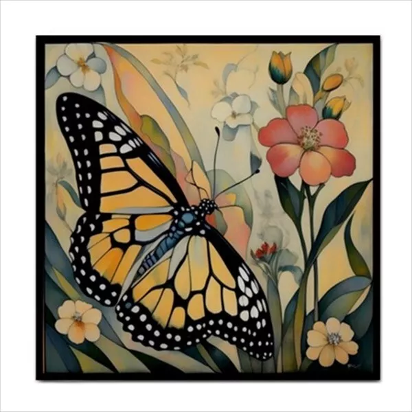 Monarch Butterfly Ceramic Tile Craft Border Decorative Flower Art Backsplash