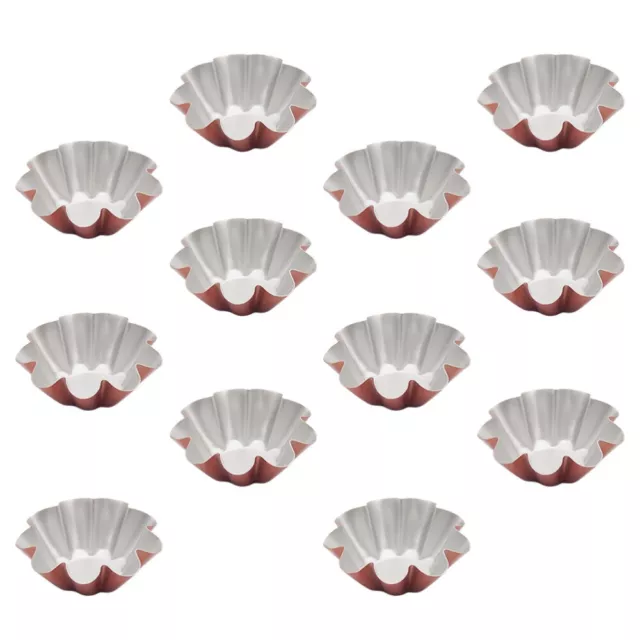 12pcs métal doré oeuf moule à forme de fleur muffin cuisson tasse