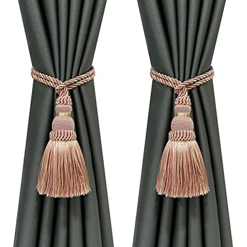 2 Pack Curtain Tie Backs Rope Tassels for Curtains Drape tiebacks 2p Mix Pink