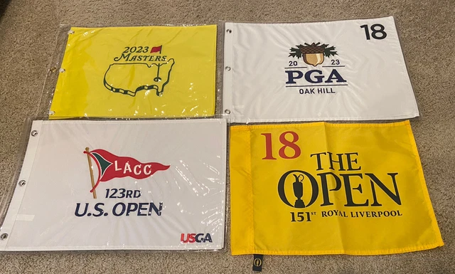 Official 2023 Masters + US Open + PGA Championship + British Open 4 Flag Lot