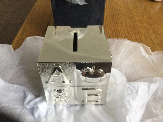 Silver Plated ABC Money Box Birthday Gift Christening New Boxed No Engraving