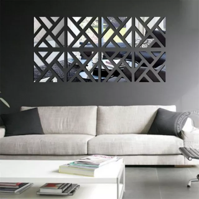 4Stück Acryl 3D Spiegel Wandaufkleber Wohnzimmer Wandbilder Selbstklebende Set