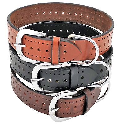 Genuine Real LEATHER Dog Collar 1.5" Width for Medium and Large Pets sz M, L, XL