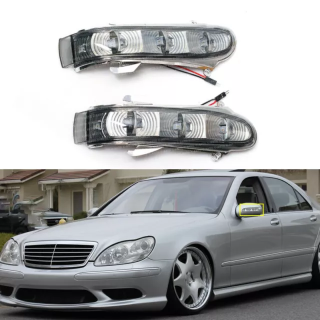 For Mercedes Benz W220 W215 S/CL Pair Side Mirror Turn Signal Light Smoky len