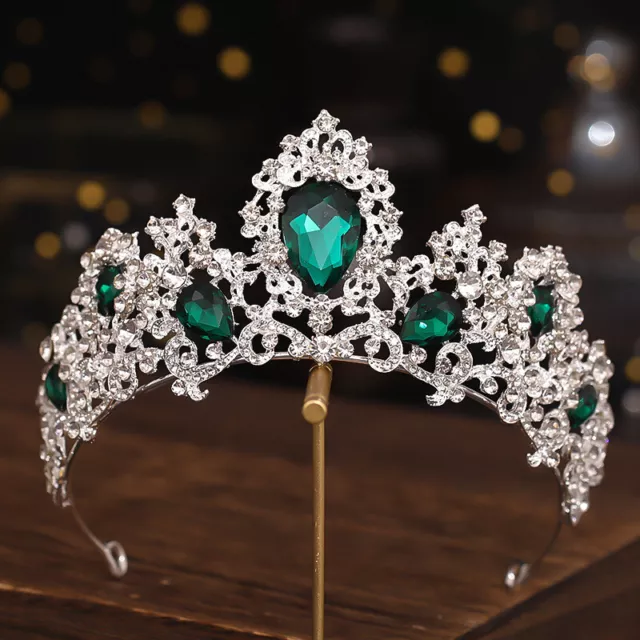 7cm Tall Red Blue Green Crystal Wedding Bridal Queen Princess Prom Tiara Crown