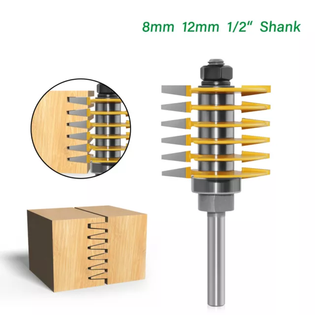 1pc 8mm 12mm 1/2" Shank 2 Teeth Adjustable Finger Joint Router Bit Tenon Cutter