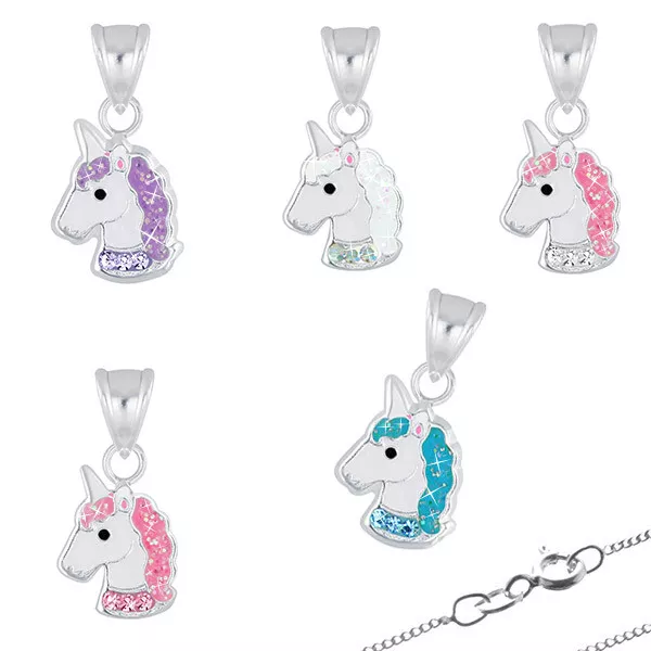 O&S Kinder Kette Silber 925 Einhorn Kristall Anhänger Halskette Mädchen Geschenk