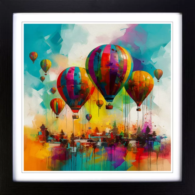 Hot Air Balloon Abstract Art No.2 Wall Art Print Framed Canvas Picture Poster