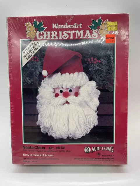 New WonderArt Christmas Santa Claus Kit Art K131 Aunt Lydia's  1991 New Sealed