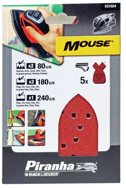 Souris Ponçage Feuille - Assorti (PK5), Abrasif Couleur Bordeaux, Pour PIRANHA