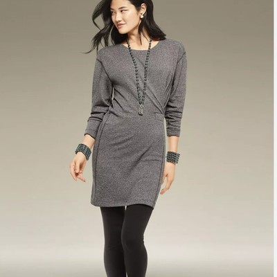 Cabi Womens Gray Longsleeves Put On Sweatshirt Dress Medium