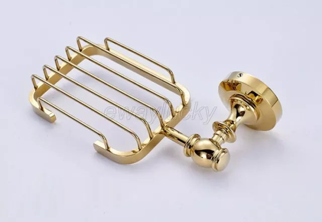 Gold Color Brass Bathroom Accessory Wall Mounted Soap Dish Holder Basket  wba162 3