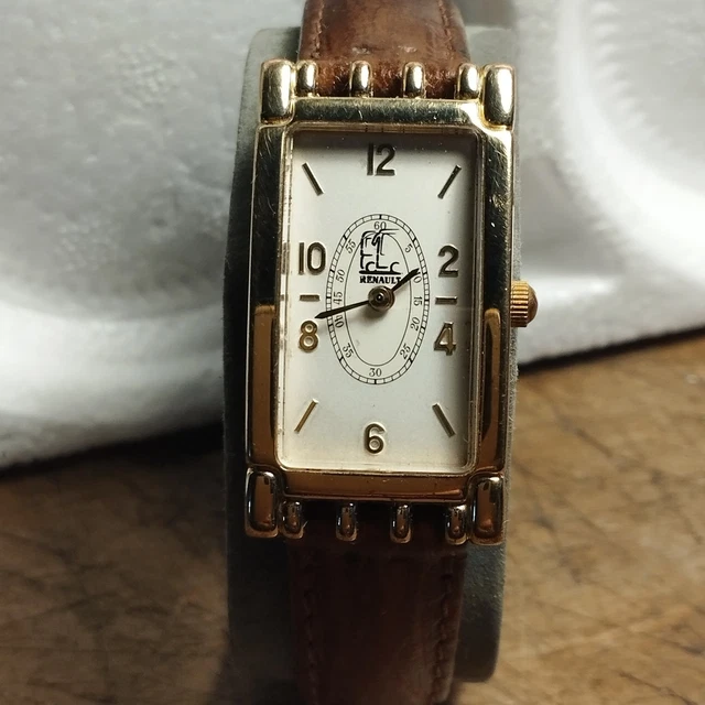 Montre Vintage Charles LEMAN – Boîtier Doré 23mm, Bracelet Cuir Marron – Fonctionne Avec Pile Incluse