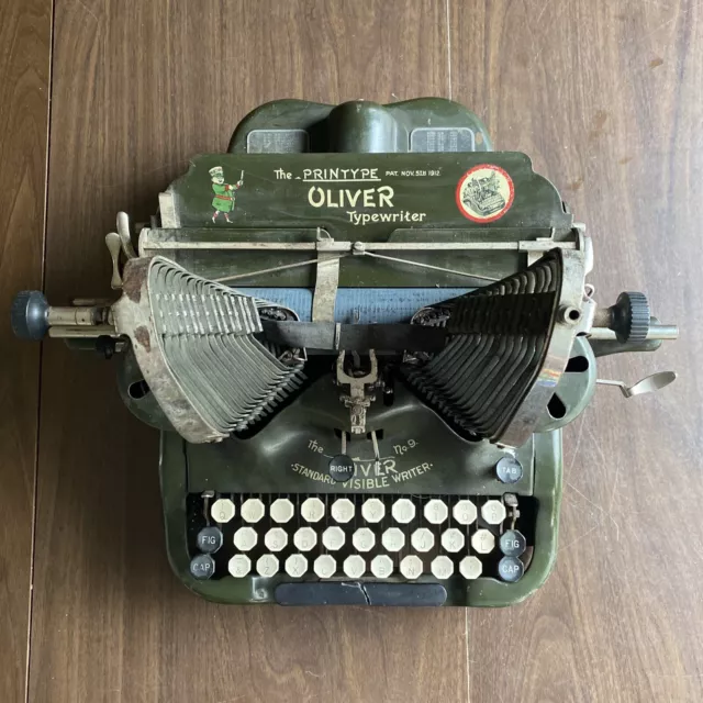 The Oliver Typewriter No. 9 Antique Typewriter Pat Nov. 5 1912 Batwing Steampunk