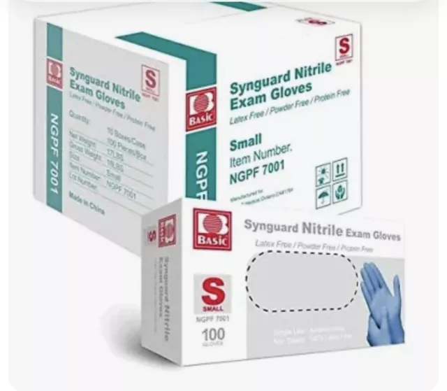BASIC Synguard Blue Nitrile/Vinyl Blend Exam Gloves - (SMALL)(Case of 1,000)