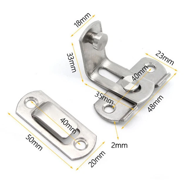 Cabinet Drawer Sliding Door Lock Hook Latch Security Stainless Steel 90 Degree