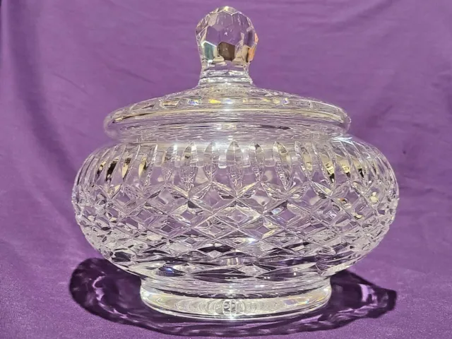 Beautiful Tyrone Ireland Heavy Lead Crystal Glass Covered 7.25" Bowl 2