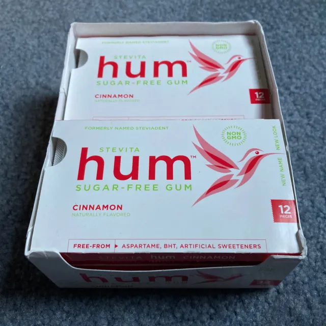 11 PACKS/12 Pc. Ea. Bulk Lot Stevita Hum Sugar-Free Cinnamon Gum Non-GMO