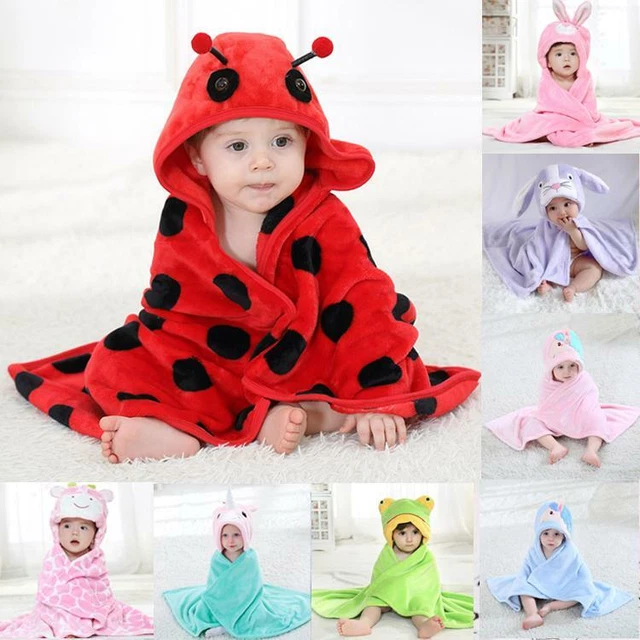 PERSONALISED BOY GIRL Animal Bathrobe Baby Hooded Bath Towel Robe
