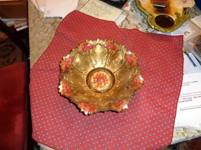 Goofus Glass Carnation Bowl] near mint-heavy gold baking-Dugan Glass--good condi 3