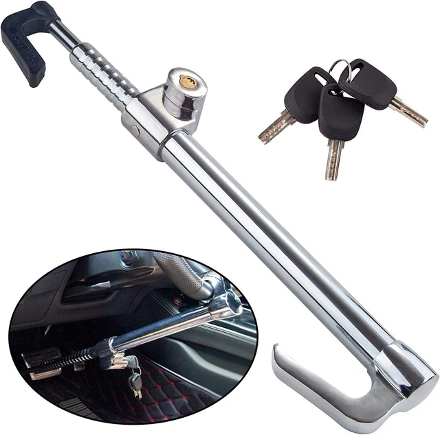 Cartman Steering Wheel Lock Heavy Duty Security Brake Pedal Lock CQ2003 Silver