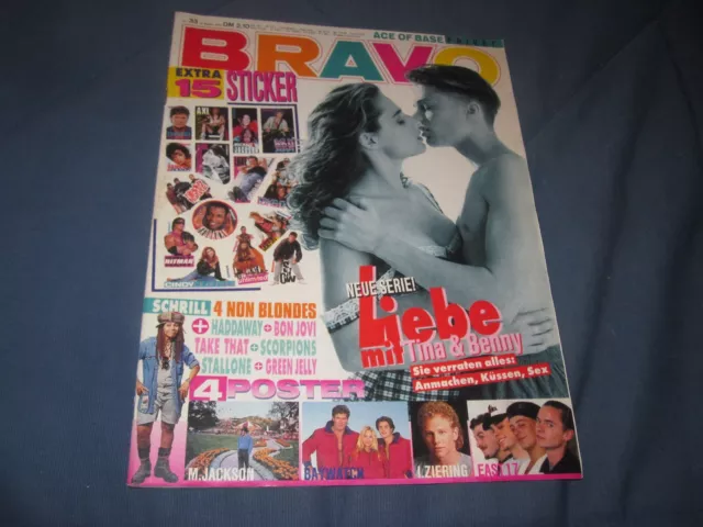 Bravo 12.8.1993 33/93 mit Michael Jackson Poster Heft komplett