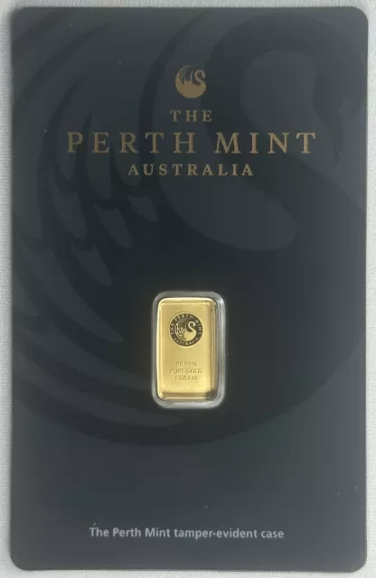 The Perth Mint Australia Gold 1 Gram .9999 Fine Sealed Swan Bar