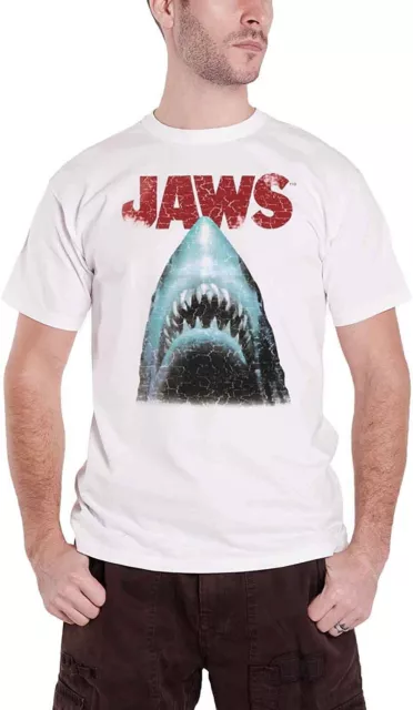 Difuzed - Hommes Jaws (Blanc) Chemise Le Blanc Hai Fan-Shirt Film TV Film