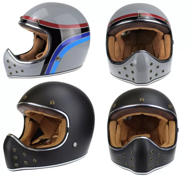 Viper F701 Mx Retro Vintage Fiberglas Off Road Vollgesicht Motorradhelm