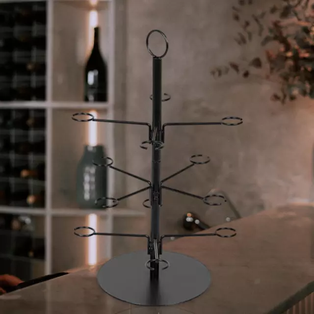 Cocktail Tree Stand Stemware Rack Classic Iron 3 Tiers Wine Cup Organizer Goblet