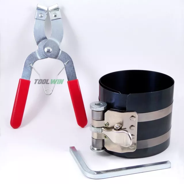 2pc Ratchet Style Piston Ring Compressor & Piston Ring Installer Pliers Tool Kit