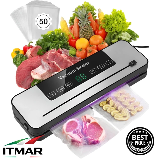 Machine Sous Vide Alimentaire 5 En 1 - Appareil Mise Sous Vide Avec 40 Sacs Inclus - Scelleur Professionnel Sec & Humide Noir