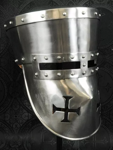 18Ga Larp Medieval Great Helmet Knight Templar Crusader Helmet Reenactment