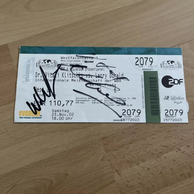 Wladimir Wladimir Autogramm signed Klitschko Larry Donald Ticket Eintrittskarte