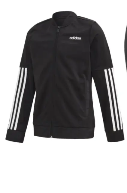 Adidas Back2Basics Tracksuit Jacket Juniors Girls Black Size UK 7-8 Yrs #REF144