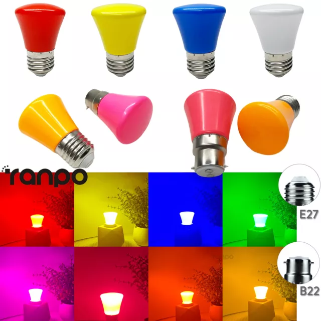 LED Farbige Glühbirnen E27 B22 2W 220V 240V Rot Gelb Blau Weiß Party Dekor Licht