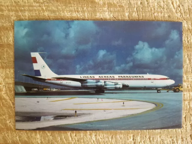Lineas Aereas Paraguyas Boeing 707-321B At Miami.vtg Unused Postcard*P22