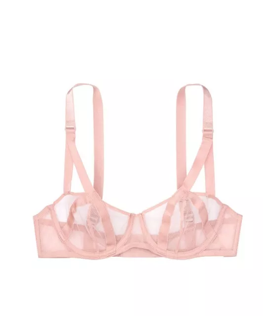 Victoria's Secret VS Pink 34 DD Luxe Lingerie Unlined Mesh Balconette Bra
