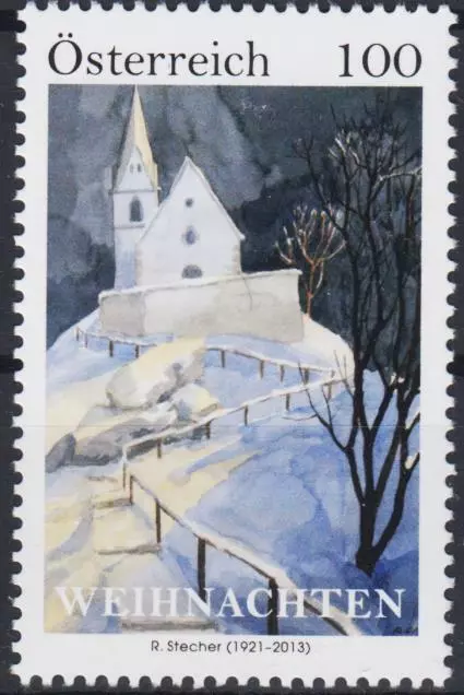 Austria 2021 Christmas Bishop Stecher’s Church Painting Winter Landscape 1v MNH