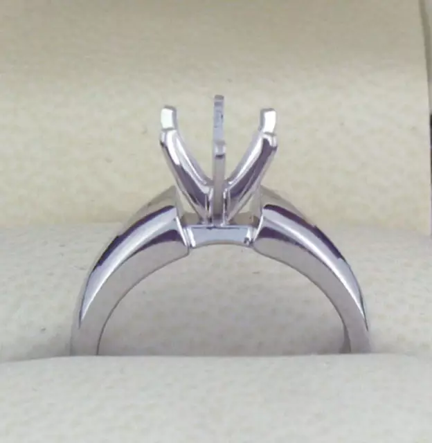 3Ct Solitaire Engagement Ring Mounting 14K solid White Gold Heavy Ring Setting