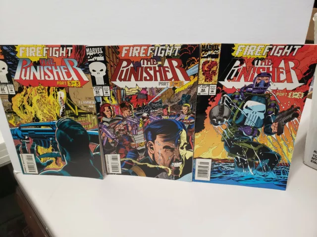 Lot Of The Punisher Fire Fight Part 1 2 & 3 Marvel Comics 1993 complete all