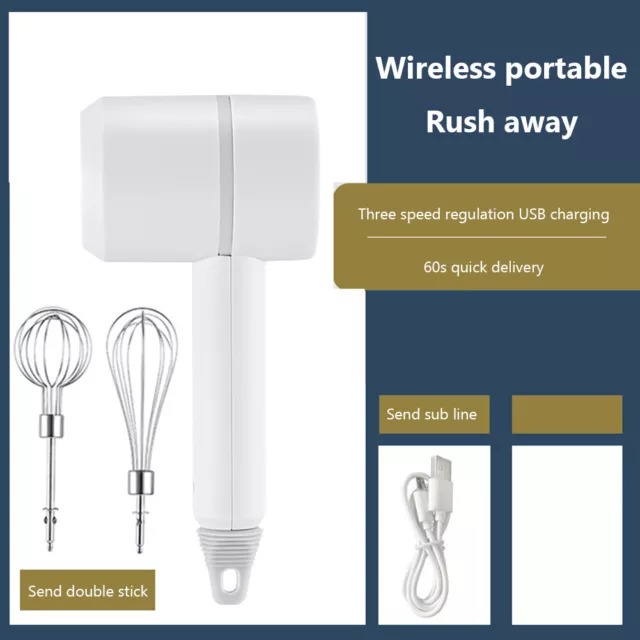Electric Egg Beater Handheld Coffee Maker Frother Home Appliances (White)