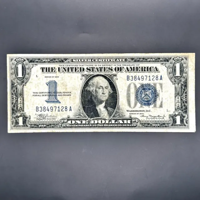 1934 $1 Silver Certificate-Funny Back Note ~ Blue Seal ~ Blue Seal