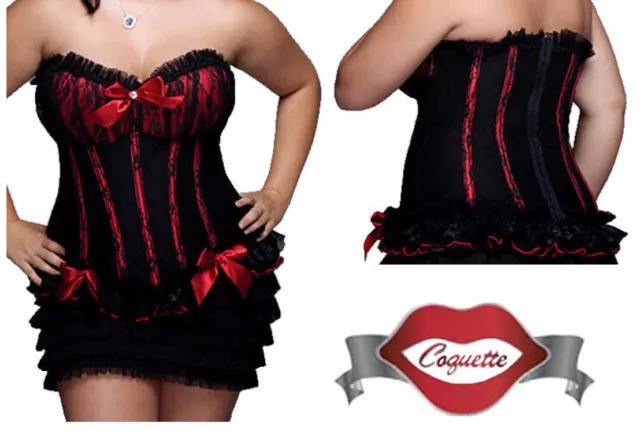 Coquette Black/Red Bustier Corset 3X/4X 18-22 Fully Boned Bow Detail COQ-328