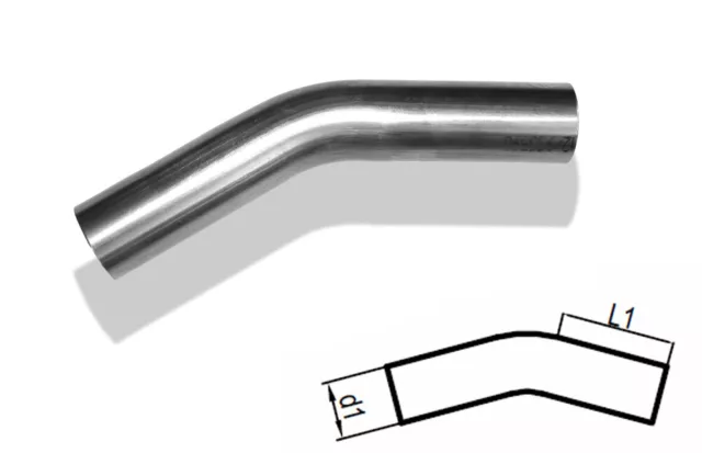 Fox Edelstahl Auspuff Rohrbogen ungeweitet, Durchmesser Ø60mm, Biegung 30°